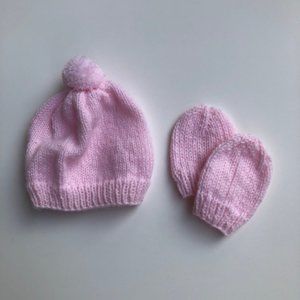 Light Pink Newborn Hat & Mitten Set